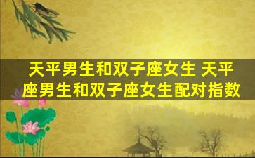 天平男生和双子座女生 天平座男生和双子座女生配对指数